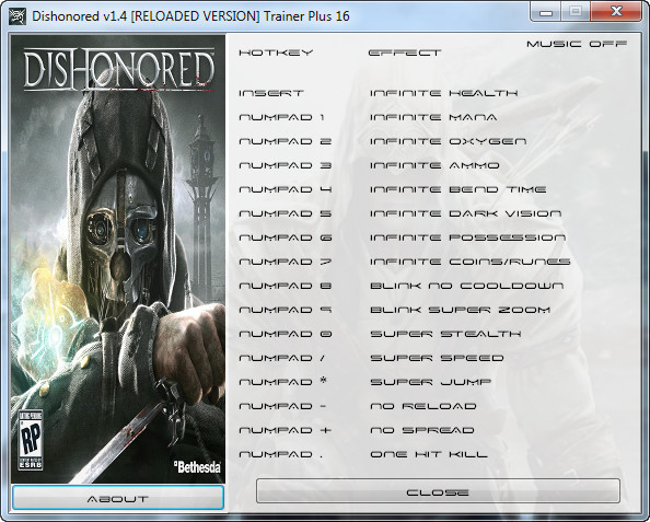 Dishonored : The Brigmore Witches v1.4 Trainer +16
