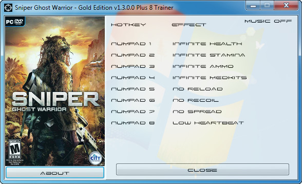 Sniper : Ghost Warrior Gold Edition v1.3.0 .0 Trainer +8