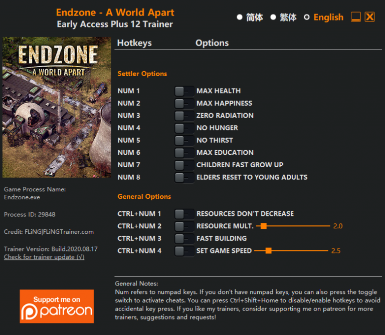Endzone: A World Apart v2020.17.08 Trainer +12