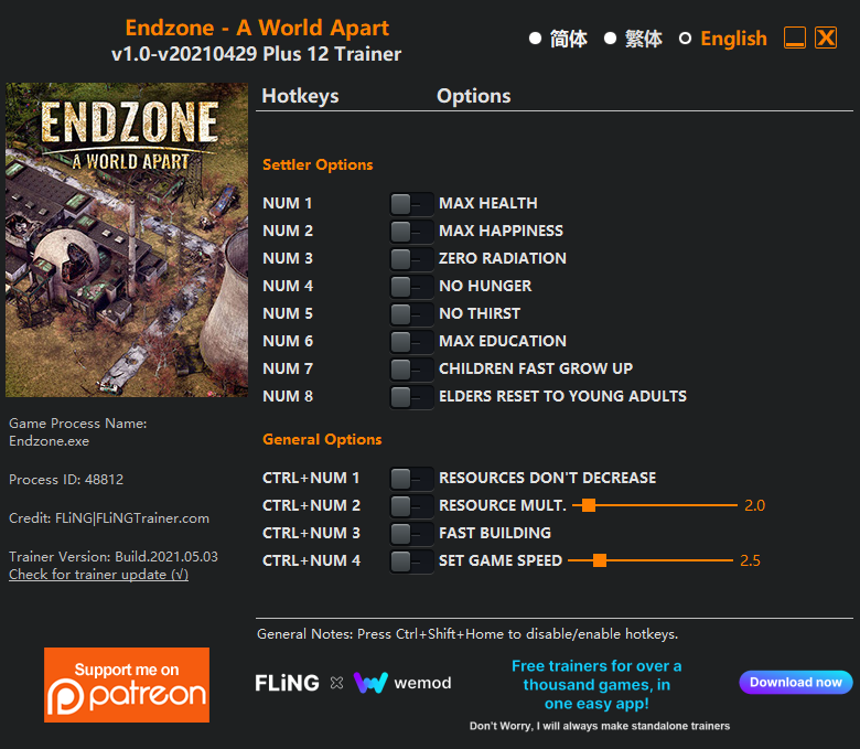 Endzone: A World Apart v2021.04.29 Trainer +12