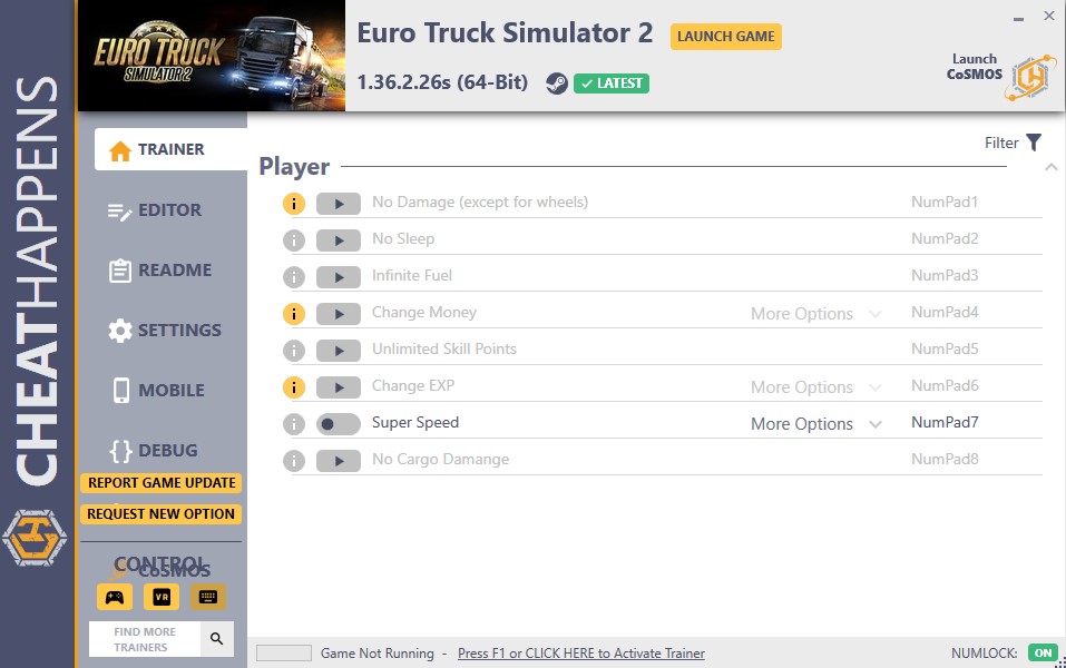 Euro Trucks Simulator 2 v1.36.2.26s Trainer