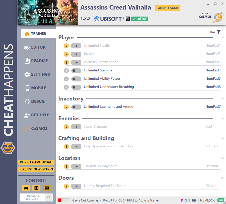 Assassin's Creed Valhalla v1.2.2 Trainer +19