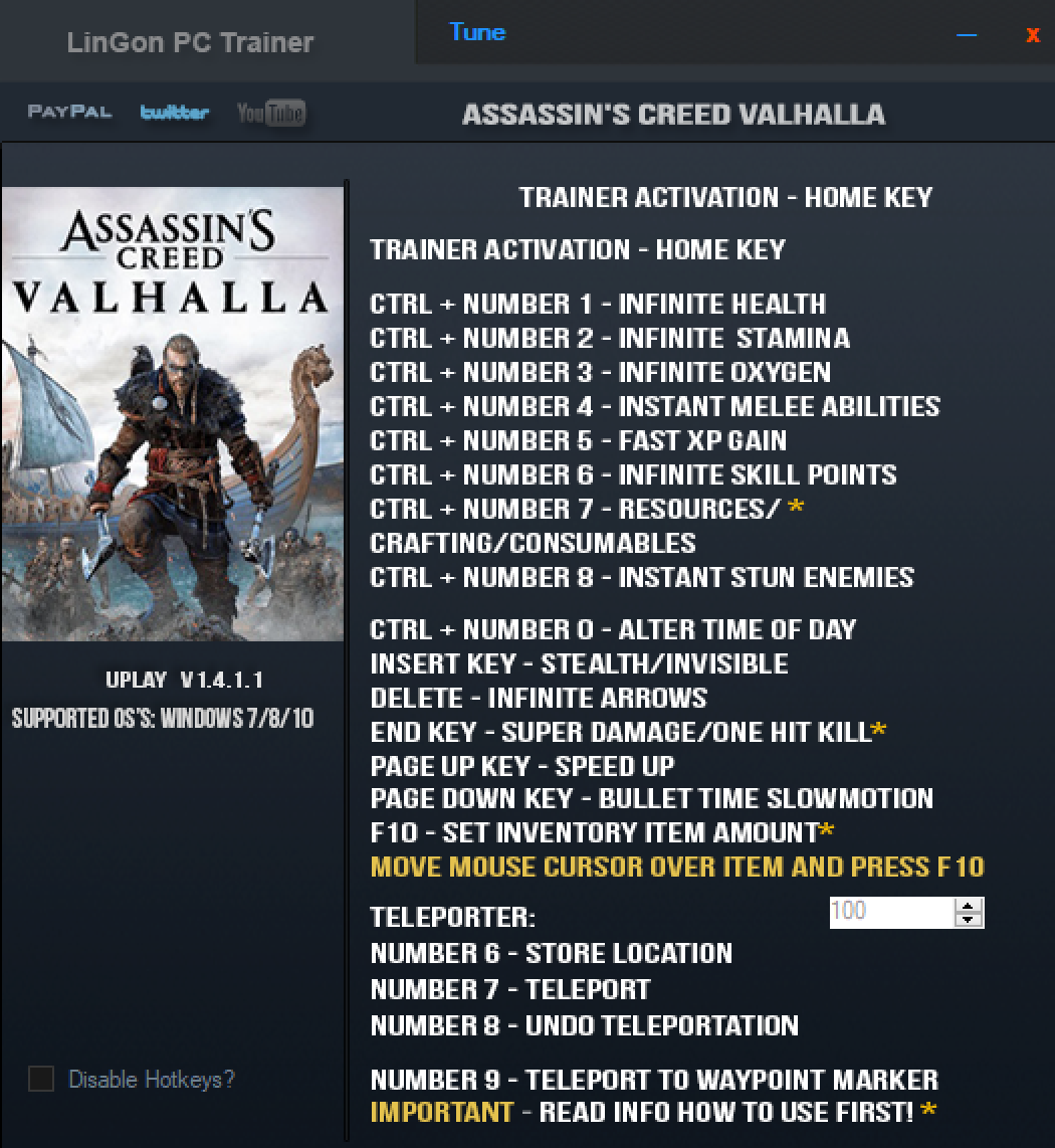 Assassin's Creed Valhalla v1.4.1.1 (+19 Trainer) [LinGon]