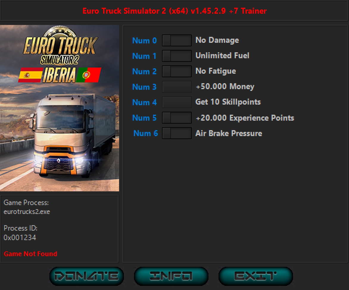 Euro Truck Simulator 2 v1.45.2.9 Trainer +7