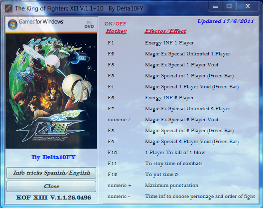 The King of Fighters XIII v1.1 Trainer +10