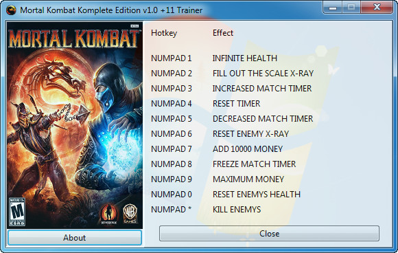 Mortal Kombat : Komplete Edition v1.00 Trainer +11