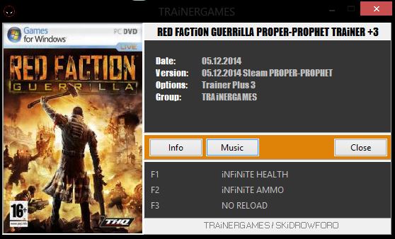 Red Faction : Guerrilla (32Bits/64Bits) (Steam) Trainer +3